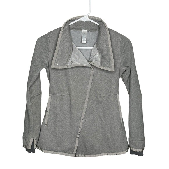Ivivva Lululemon Girls Big Business Wrap Jacket Slate Fleece Lined Size 8 - Picture 1 of 6